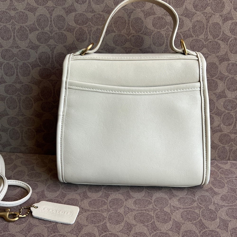 Vintage Coach Regina Cream Leather Top Handle Satchel - Picture 3 of 8